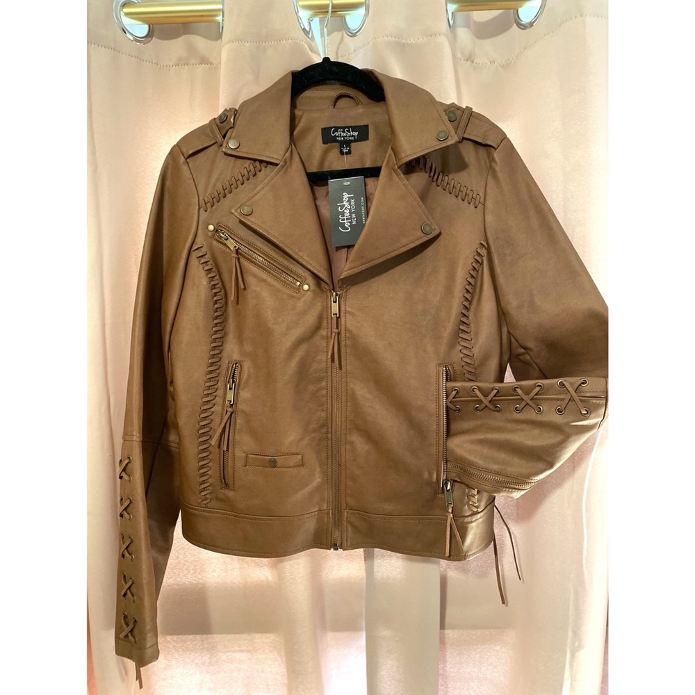 Size Large Coffee Shop New York brown leather jacket